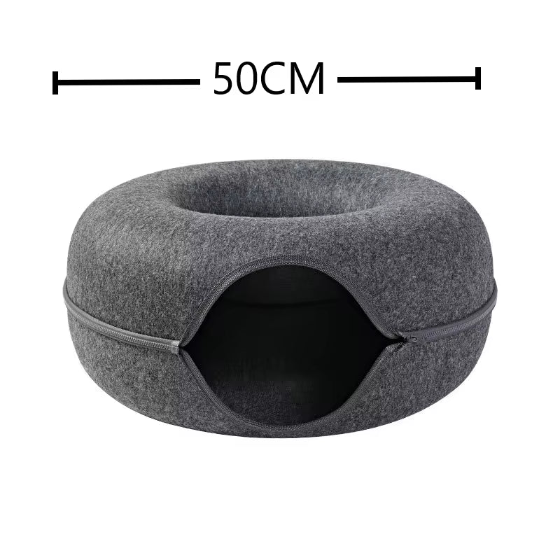 Donut Pet Cat Tunnel Interactive Play Toy Cat Bed Dual Use Ferrets Rabbit Bed Tunnels Indoor Toys Cats House Kitten Training Toy